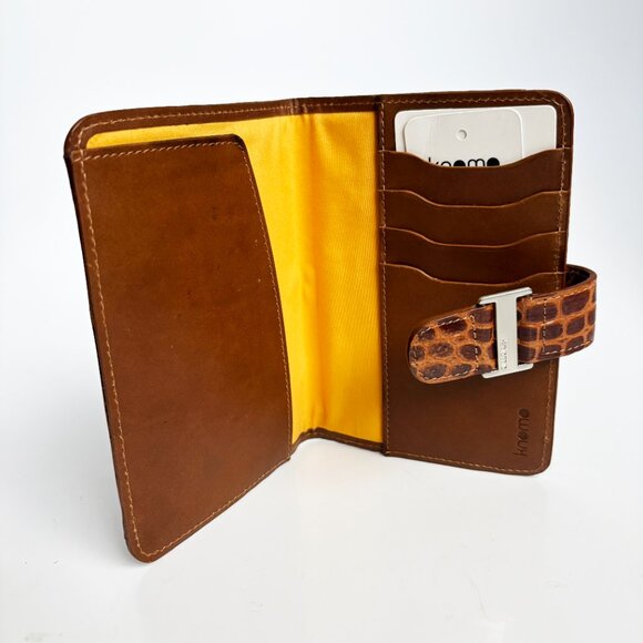 Knomo London Passport Cover Holder Cognac Croco Mix Leather NWT/NOS - Picture 7 of 7